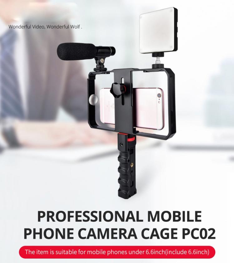 YLG0901B Vlogging Live Broadcast Smartphone Plastic Cage Video Rig Filmmaking Recording Handle Stabilizer Bracket for iPhone, Galaxy, Huawei, Xiaomi, HTC, LG, Google, and Other Smartphones, YLG0901B