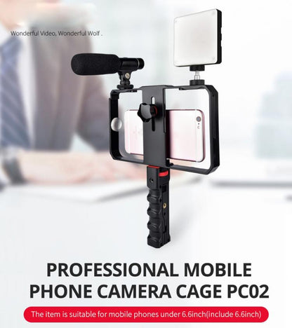 YLG0901B Vlogging Live Broadcast Smartphone Plastic Cage Video Rig Filmmaking Recording Handle Stabilizer Bracket for iPhone, Galaxy, Huawei, Xiaomi, HTC, LG, Google, and Other Smartphones, YLG0901B