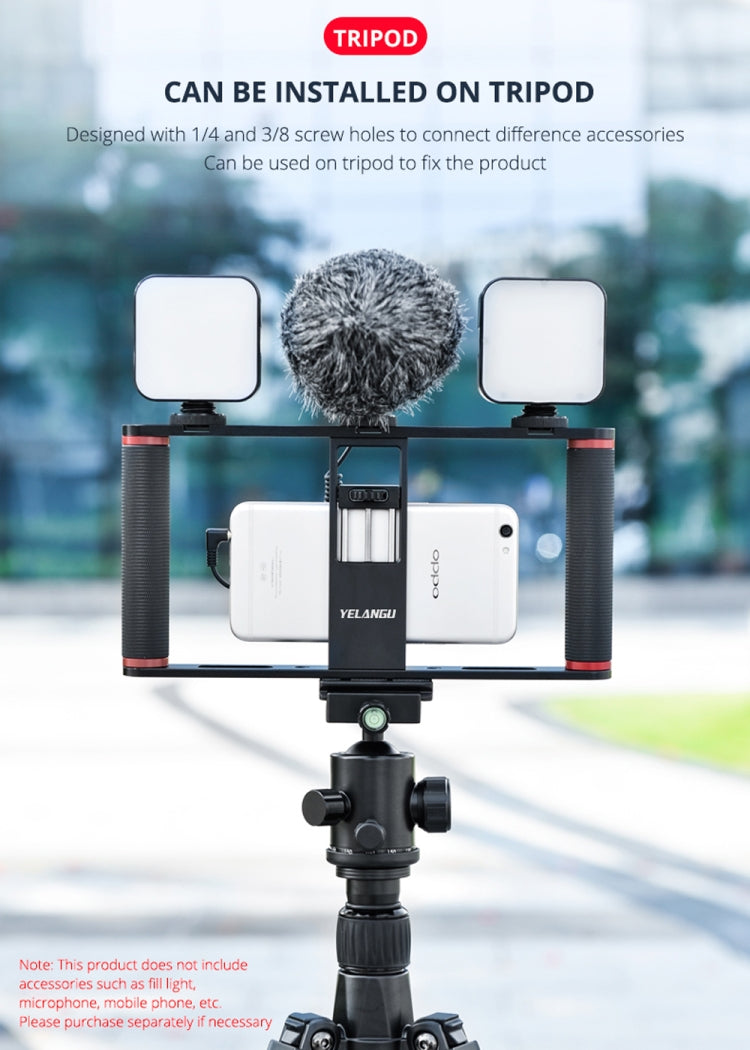 YELANGU PC05 YLG0909B Vlogging Live Broadcast Smartphone Metal Cage Video Rig Filmmaking Recording Handle Stabilizer Bracket for iPhone, Galaxy, Huawei, Xiaomi, HTC, LG, Google, and Other Smartphones, YLG0909B