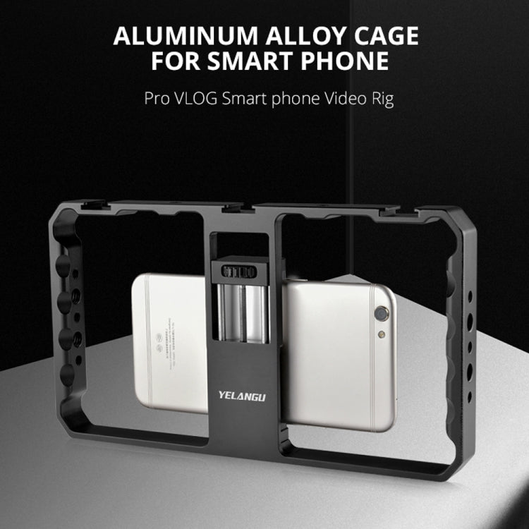 YELANGU  PC06 YLG0909A Vlogging Live Broadcast Smartphone Metal Cage Video Rig Filmmaking Recording Handle Stabilizer Bracket for iPhone, Galaxy, Huawei, Xiaomi, HTC, LG, Google, and Other Smartphones, YLG0909A