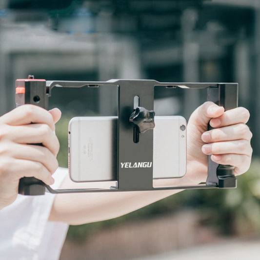 YELANGU PC02A Vlogging Live Broadcast Plastic Cage Video Rig Filmmaking Stabilizer Bracket for iPhone, Galaxy, Huawei, Xiaomi, HTC, LG, Google, and Other Smartphones, PC02A