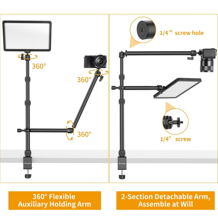 Ulanzi VIJIM LS11 C-Clamp Extension Arm Mount Live Desk Light Stand Kit, VIJIM LS11