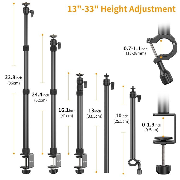 Ulanzi VIJIM LS11 C-Clamp Extension Arm Mount Live Desk Light Stand Kit, VIJIM LS11