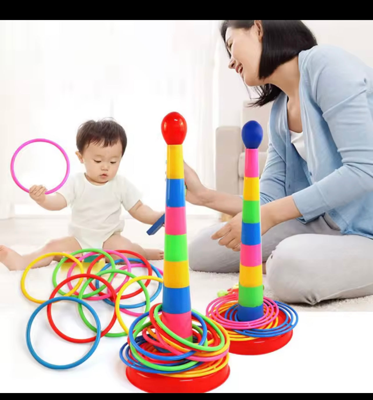 Children Outdoor Fun & Toy Sports Circle Ferrule Stacked Layers Game Parent-Child Interactive Ferrule Throwing Game Kids