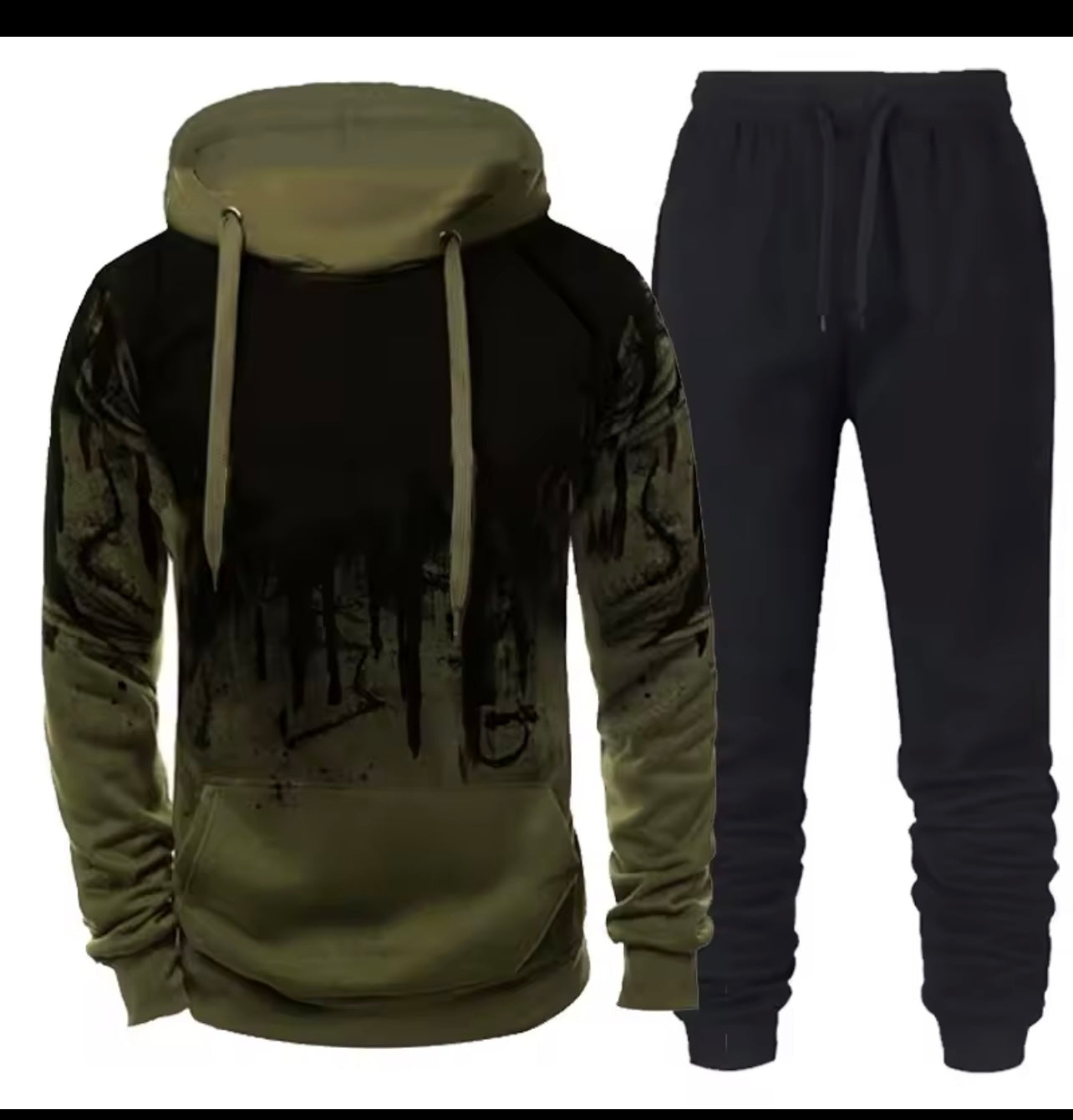 New Trendy Printed Hoodie Set for Men, Featuring a Large Size Hooded Sweatshirt Perfect for Autumn And Winter Casual Sports, Plus Size