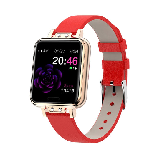 ZL13 1.22 inch Color Screen IP67 Waterproof Smart Watch, Support Sleep Monitor / Heart Rate Monitor / Menstrual Cycle Reminder, Style: Red Leather Strap, Style: Red Leather Strap