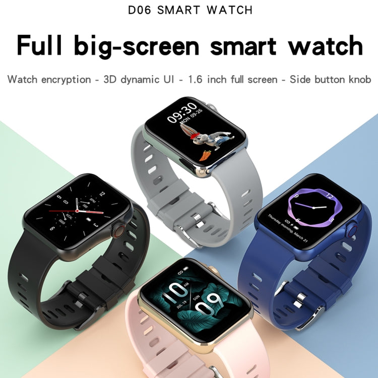 D06 1.6 inch IPS Color Screen IP67 Waterproof Smart Watch, Support Sport Monitoring / Sleep Monitoring / Heart Rate Monitoring