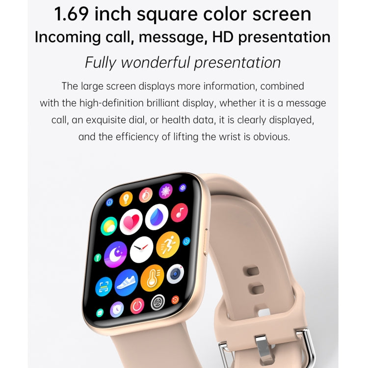 G69 1.69 inch Square Color Screen IP68 Waterproof Smart Watch, Support Blood Pressure Monitoring / Sleep Monitoring / Heart Rate Monitoring, Style: Steel Strap, Steel Strap