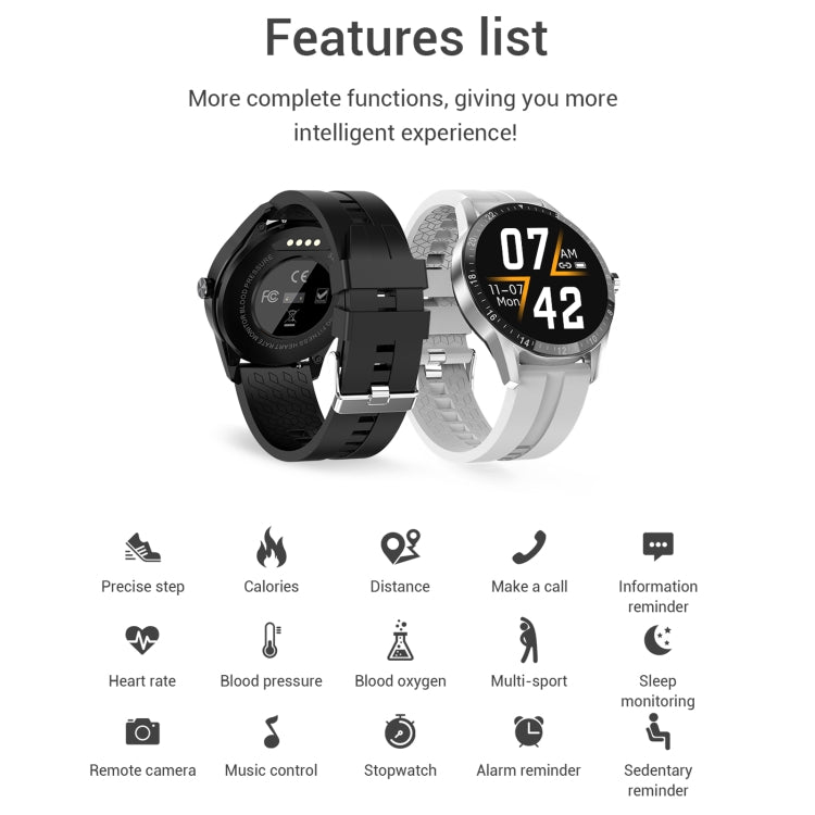 G20 1.3 inc IPS Color Screen IP67 Waterproof Smart Watch, Support Blood Oxygen Monitoring / Sleep Monitoring / Heart Rate Monitoring, Style: Silicone Strap, Style: Silicone Strap