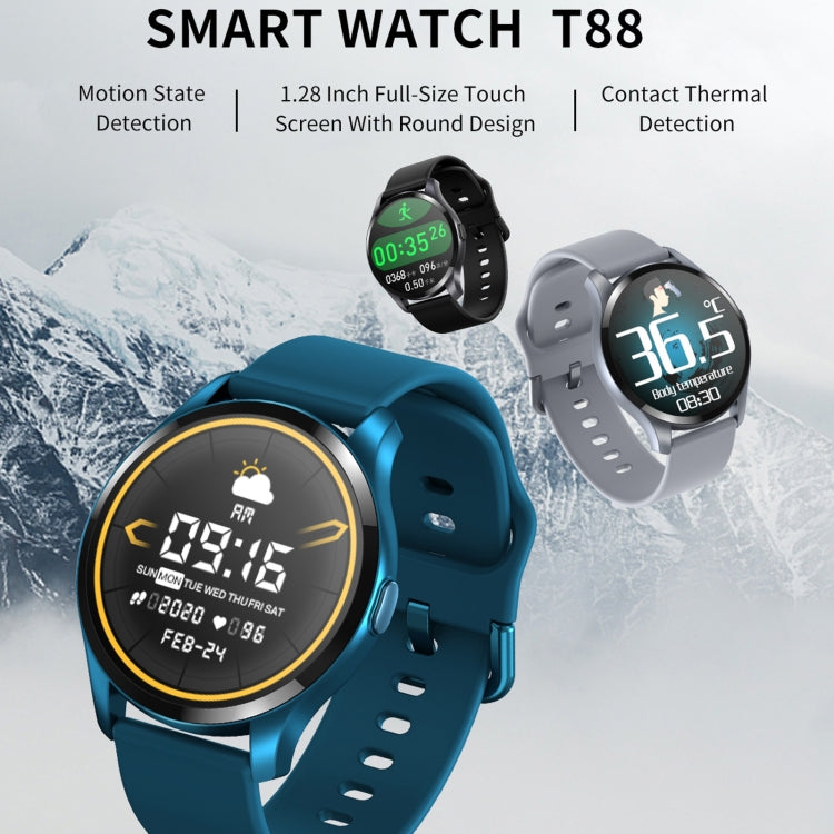 T88 1.28 inch TFT Color Screen IP67 Waterproof Smart Watch, Support Body Temperature Monitoring / Sleep Monitoring / Heart Rate Monitoring