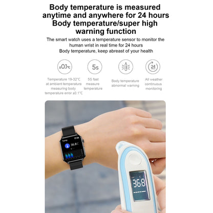 E86 1.7 inch TFT Color Screen IP68 Waterproof Smart Watch, Support Blood Oxygen Monitoring / Body Temperature Monitoring / AI Medical Diagnosis, Style: TPU Strap, TPU Strap(Blue), TPU Strap(Black), TPU Strap(Red)