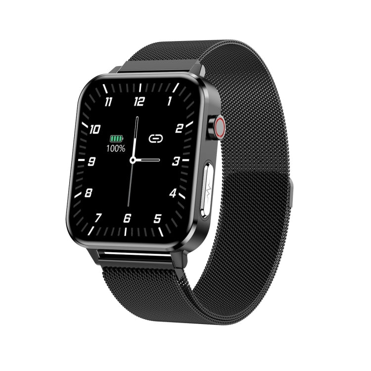 E86 1.7 inch TFT Color Screen IP68 Waterproof Smart Watch, Support Blood Oxygen Monitoring / Body Temperature Monitoring / AI Medical Diagnosis, Style: Steel Strap, Steel Strap(Black)