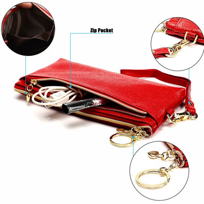 Ladies Multifunctional Cowhide Zipper Coin Purse Car Key Case