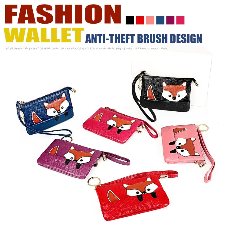 Ladies Sewing Thread Leather Fox Handbags Cute Mini Key Case