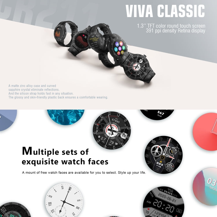 CR211 1.3 inch TFT Color Screen 5ATM Waterproof Smart Watch, Support Sleep Monitoring / Heart Rate Monitoring / Blood Oxygen Monitoring / Incoming Call & Information Reminder