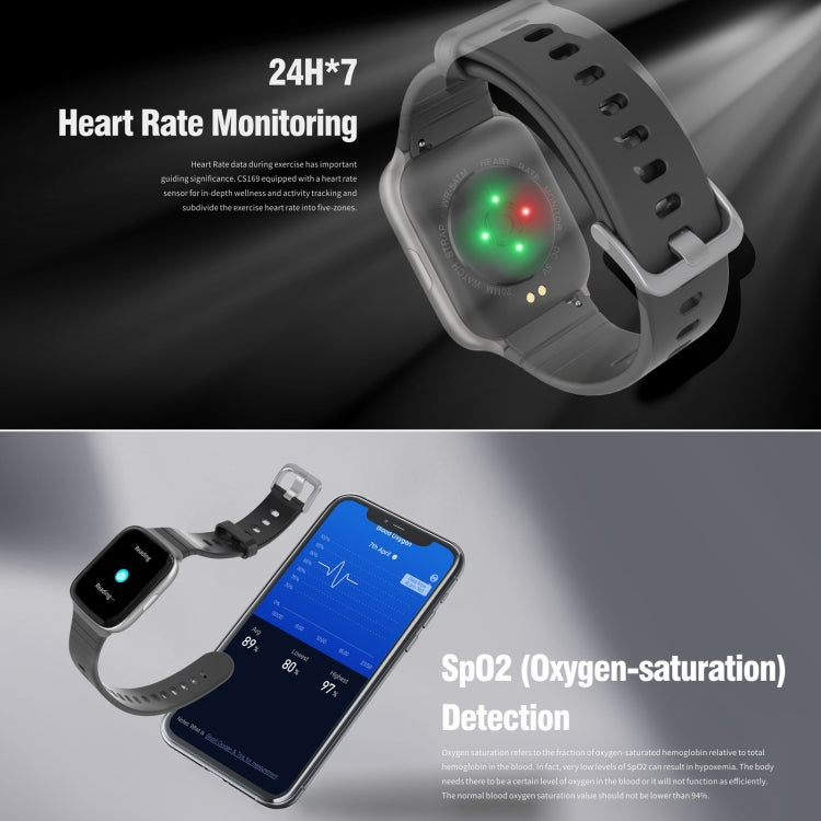 CS169 1.69 inch IPS Screen 5ATM Waterproof Sport Smart Watch, Support Sleep Monitoring / Heart Rate Monitoring / Sport Mode / Incoming Call & Information Reminder