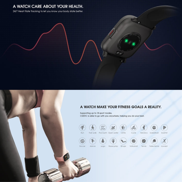 CS201C 1.3 inch IPS Color Screen 5ATM Waterproof Sport Smart Watch, Support Sleep Monitoring / Heart Rate Monitoring / Sport Mode / Call Reminder