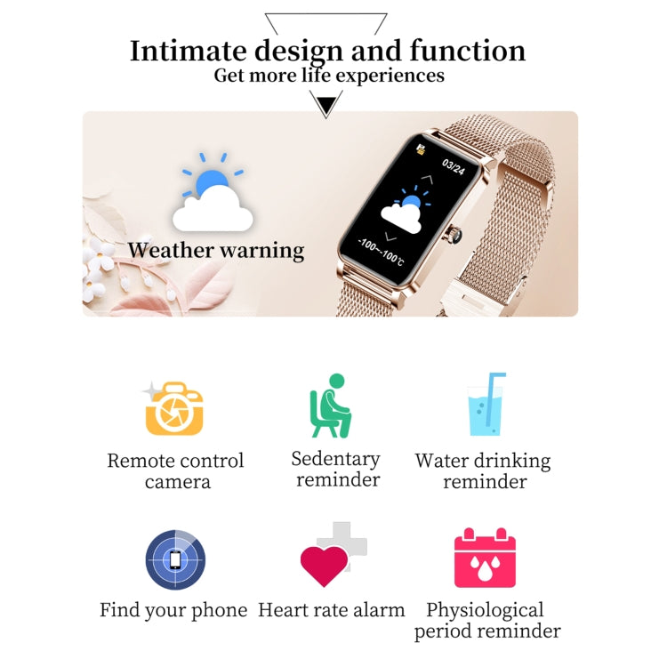 ZX19 1.45 inch HD Screen Bluetooth 5.0 IP68 Waterproof Women Smart Watch, Support Sleep Monitor / Menstrual Cycle Reminder / Heart Rate Monitor / Blood Oxygen Monitoring, Style: Milanese Strap, Milanese Strap(Gold), Milanese Strap(Silver)