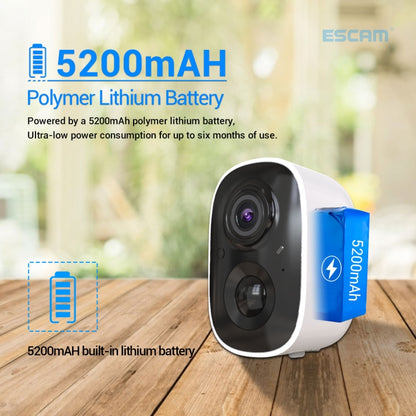 ESCAM G14 Rechargeable 1080P Full HD AI Recognition Infrared Night Vision WiFi Camera, G14