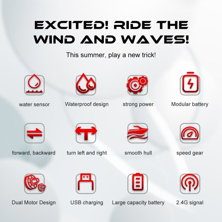 LSRC B9 2.4G Double Propeller Remote Control Boat Water Toy Racing Rowing