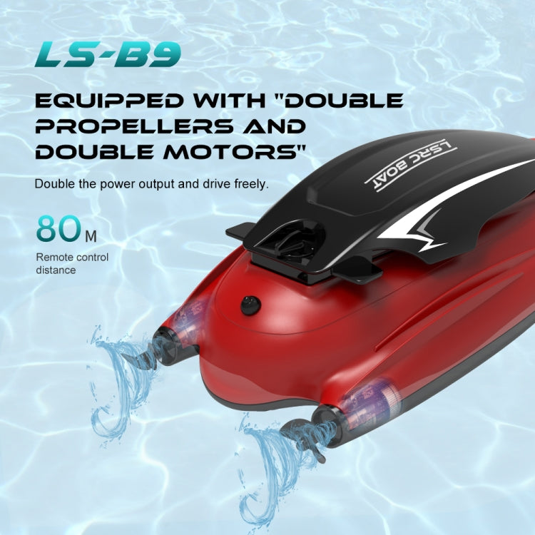 LSRC B9 2.4G Double Propeller Remote Control Boat Water Toy Racing Rowing