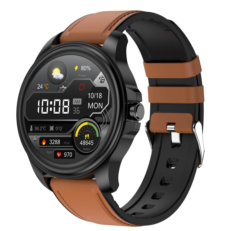 E89 1.32 Inch Screen Leather Strap Smart Health Watch Supports ECG Function, AI Medical Diagnosis, Body Temperature Monitoring