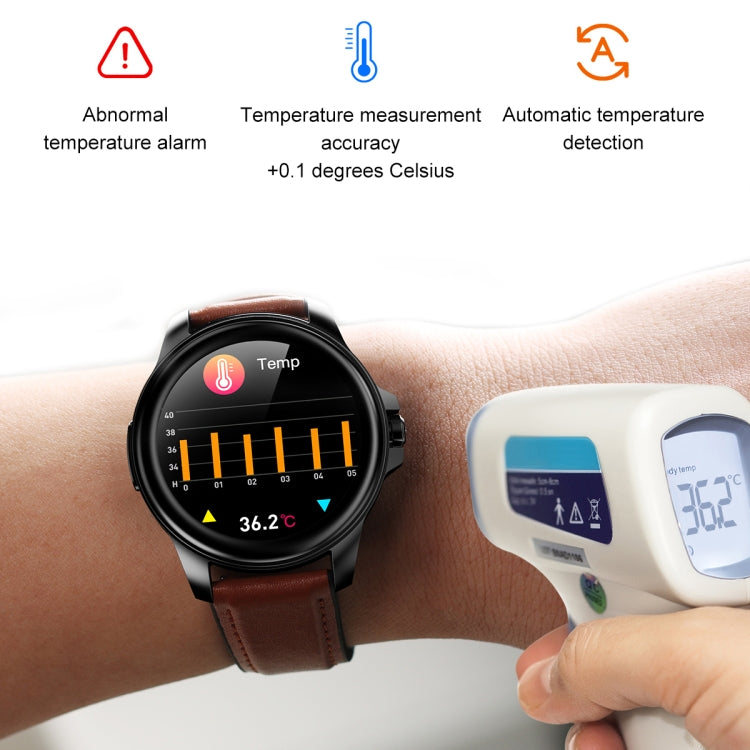 E89 1.32 Inch Screen Leather Strap Smart Health Watch Supports ECG Function, AI Medical Diagnosis, Body Temperature Monitoring