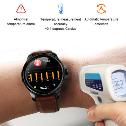 E89 1.32 Inch Screen Leather Strap Smart Health Watch Supports ECG Function, AI Medical Diagnosis, Body Temperature Monitoring