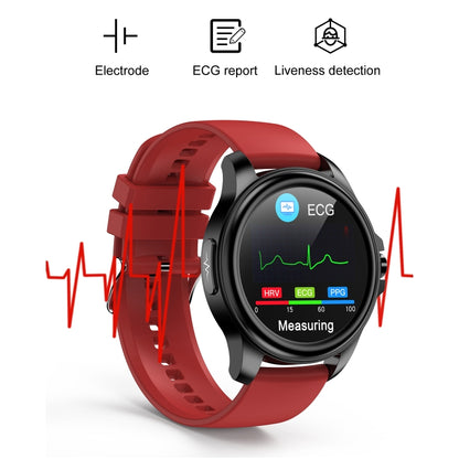 E89 1.32 Inch Screen Leather Strap Smart Health Watch Supports ECG Function, AI Medical Diagnosis, Body Temperature Monitoring