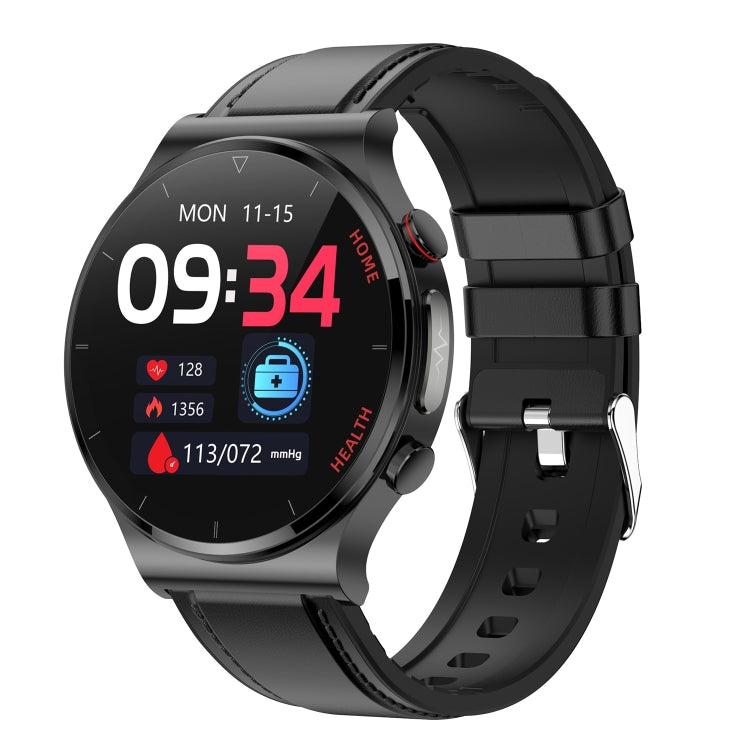 E300 1.32 Inch Screen Leather Watch Strap Smart Health Watch Supports Body Temperature Monitoring, ECG monitoring blood pressure