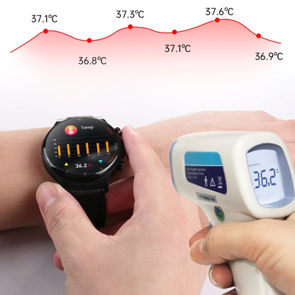 E300 1.32 Inch Screen Leather Watch Strap Smart Health Watch Supports Body Temperature Monitoring, ECG monitoring blood pressure