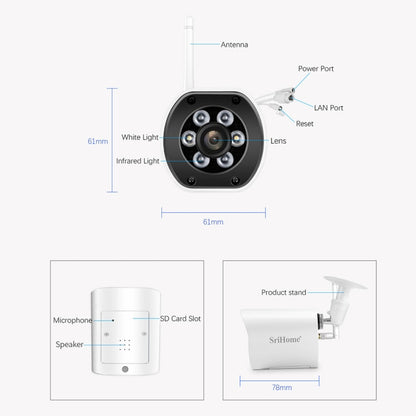 SriHome SH034 5.0MP Mini Dual 2.4 / 5G WiFi Outdoor Waterproof Video Surveillance Color Night Vision Security CCTV Cam, US Plug, EU Plug, UK Plug, AU Plug