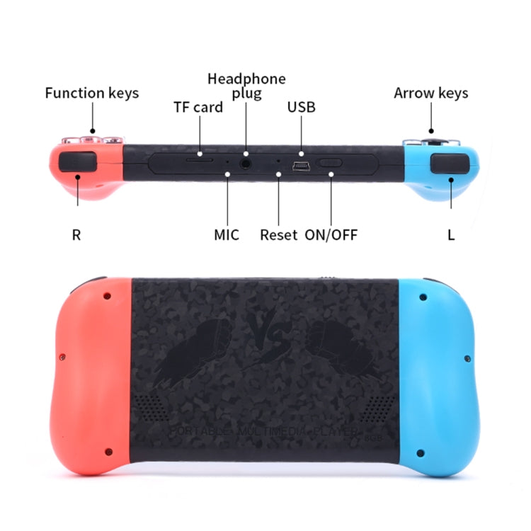 X50 5.1 inch Screen Handheld Retro Game Console 8G Memory with 6000+ Games, X50 / Black, X50 / Red+Blue