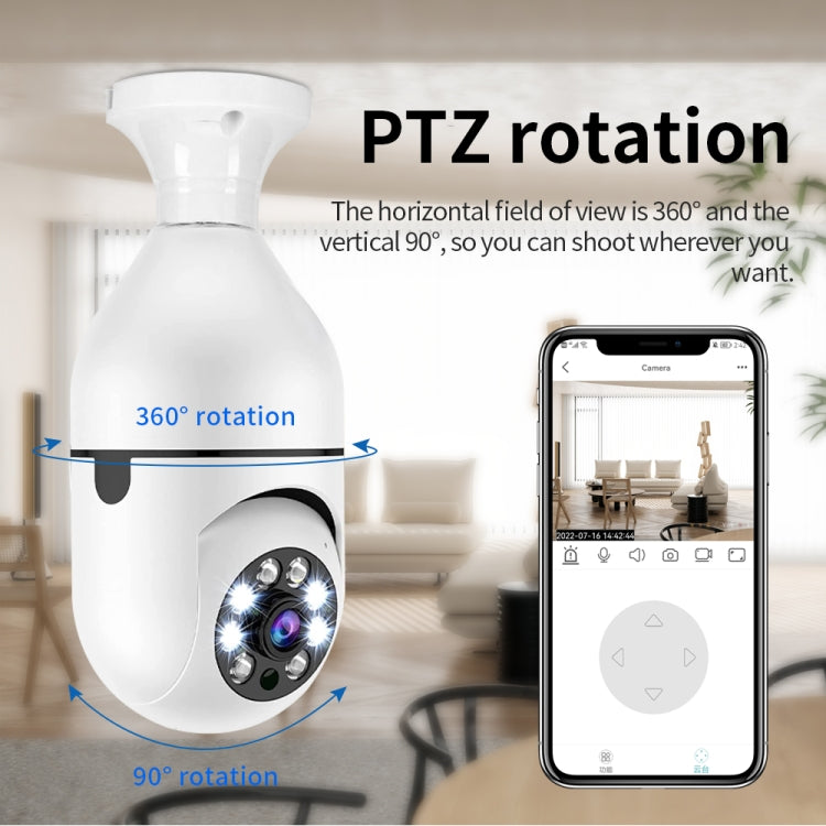 A6 2MP HD Light Bulb WiFi Camera Support Motion Detection/Two-way Audio/Night Vision/TF Card, With 16G Memory Card