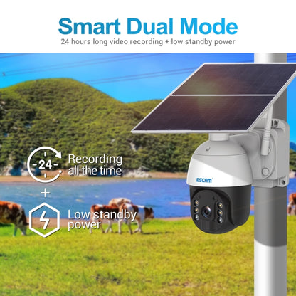 ESCAM QF724 3MP 24h Recording Cloud Storage PT 4G PIR Alarm IP Camera with Solar Panel, US Plug, EU Plug