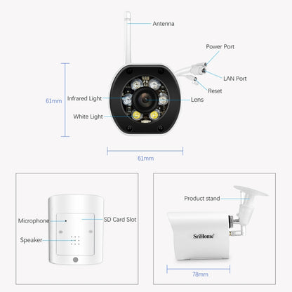 SriHome SH034C 4.0MP AI Humanoid Tracking WiFi Outdoor Surveillance Camera, SH034C