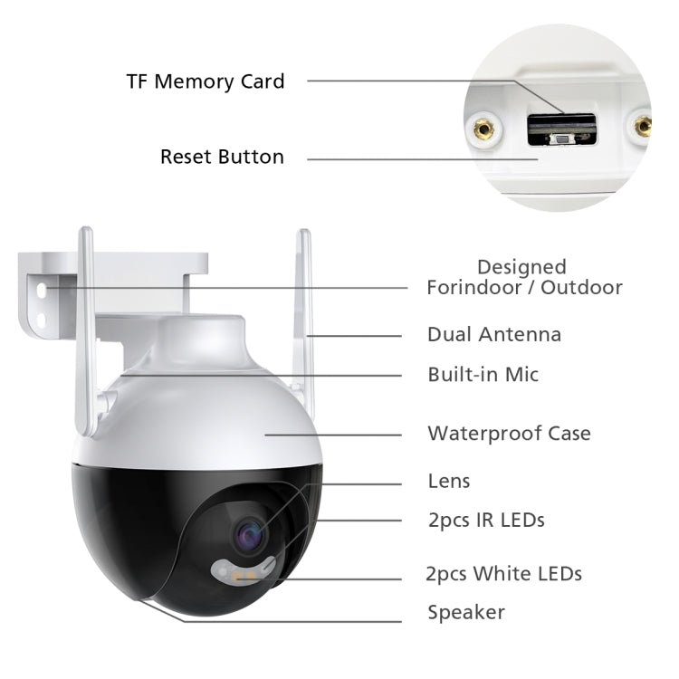 A18 4MP HD Wireless WiFi Smart Surveillance Camera, Specification:AU Plug, EU Plug, US Plug, UK Plug, AU Plug