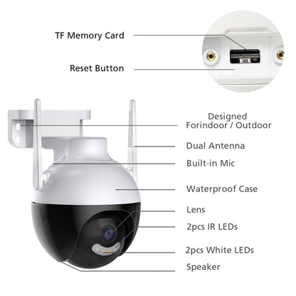 A18 4MP HD Wireless WiFi Smart Surveillance Camera, Specification:AU Plug, EU Plug, US Plug, UK Plug, AU Plug