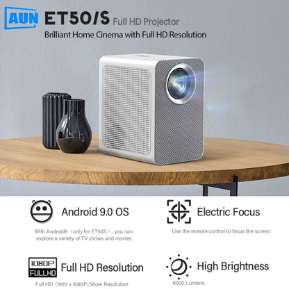 AUN ET50 4 inch 180 Lumens 1920x1080P Smart LED Mini Projector, US Plug, EU Plug, UK Plug, AU Plug