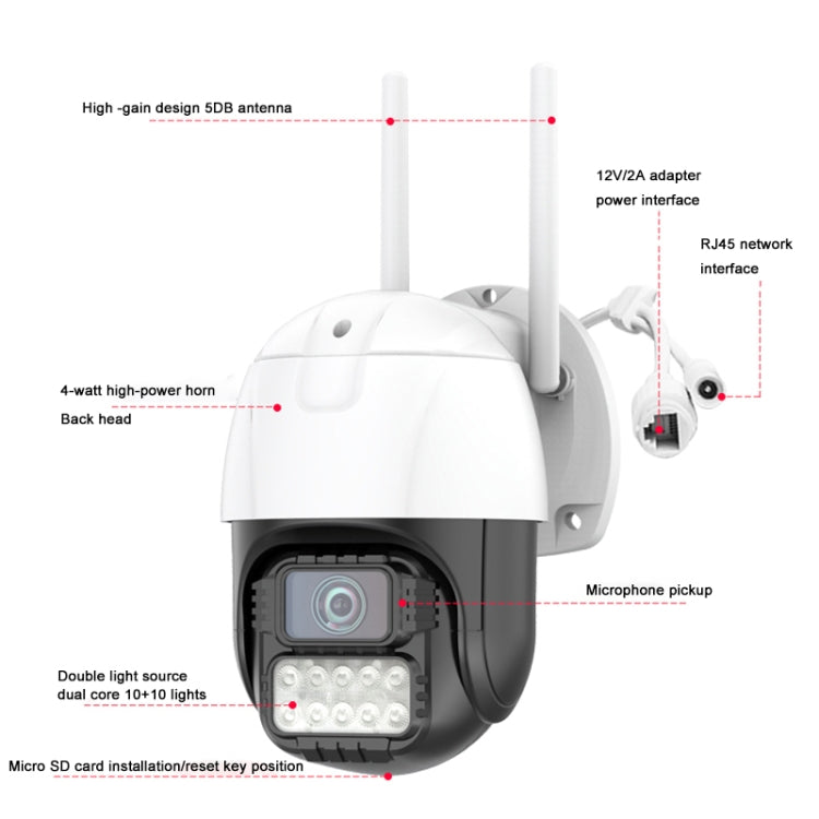 QX67 3MP Humanoid Recognition AI Alarm WiFi Dome IP Camera, US Plug, US Plug, EU Plug, UK Plug, AU Plug