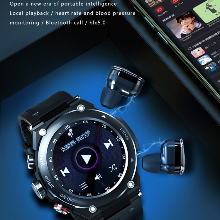 T92 1.28 inch IPS Touch Screen 2 in 1 Bluetooth Headset Smart Watch, Support Heart Rate Monitoring/Bluetooth Music