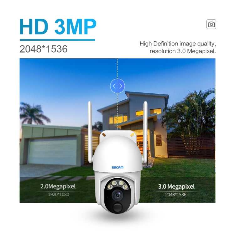 ESCAM QF103 3MP Cloud Storage PT WIFI PIR Alarm IP Camera with Solar Panel Battery Support Full Color Night Vision & Two Way Audio, QF103