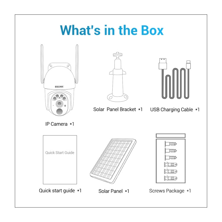 ESCAM QF103 3MP Cloud Storage PT WIFI PIR Alarm IP Camera with Solar Panel Battery Support Full Color Night Vision & Two Way Audio, QF103