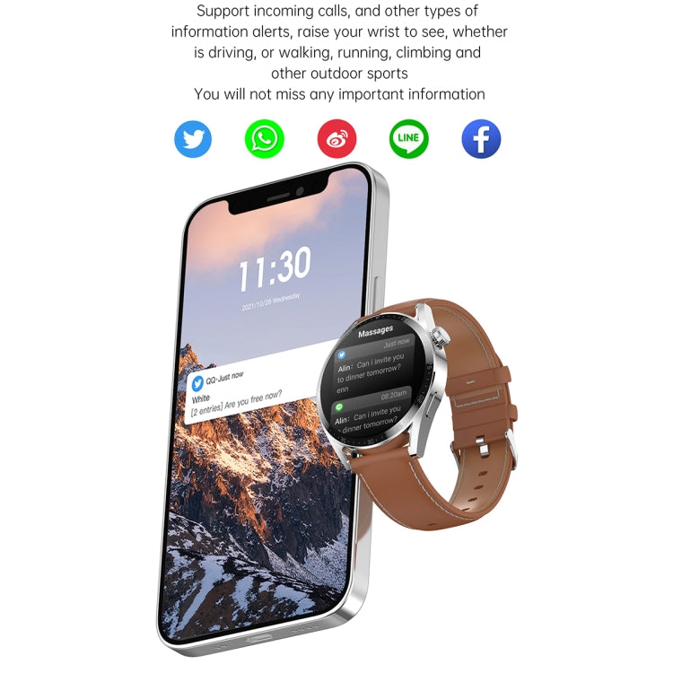 Ochstin 5HK3 Plus 1.36 inch Round Screen Bluetooth Smart Watch, Silicone, Leather, Stainless Steel