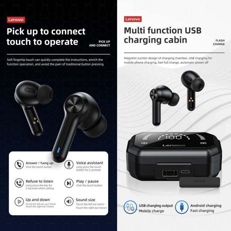 Lenovo LP3 Pro TWS Wireless Bluetooth 5.0 LED Power Display Sport Noise Reduction Earphone