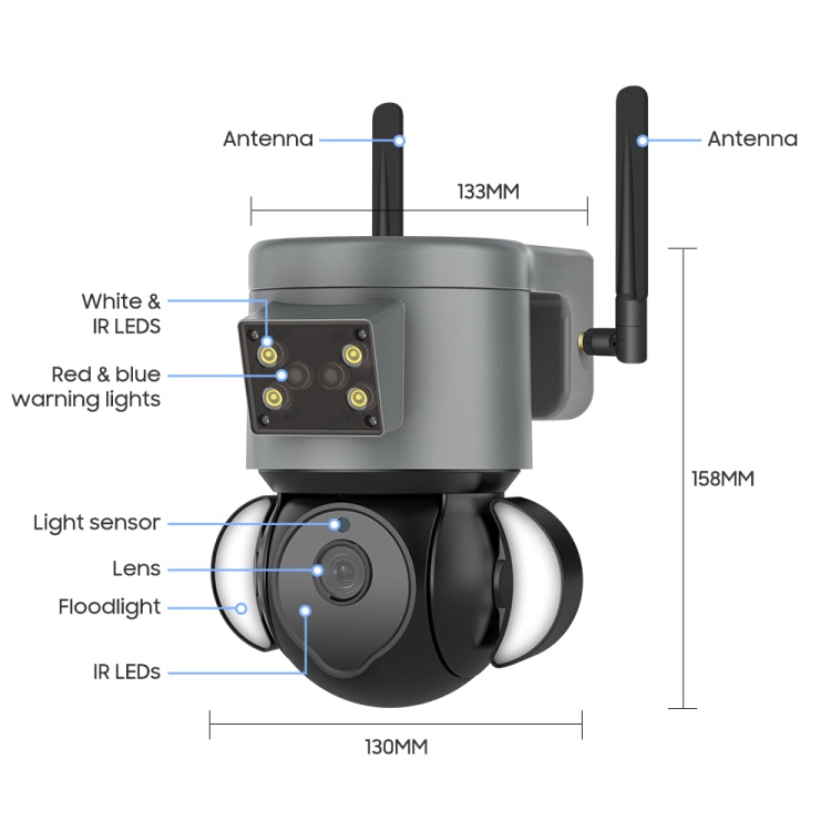 4MP 4G Smart Security Floodlight Camera Support Two-way Audio / Night Vision, ST-429-4M-TY-4G