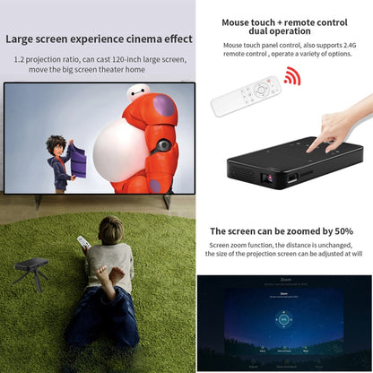 S90 DLP Android 9.0 1GB+8GB 4K Mini WiFi Smart Projector, 1GB+8GB UK Plug, 1GB+8GB AU Plug