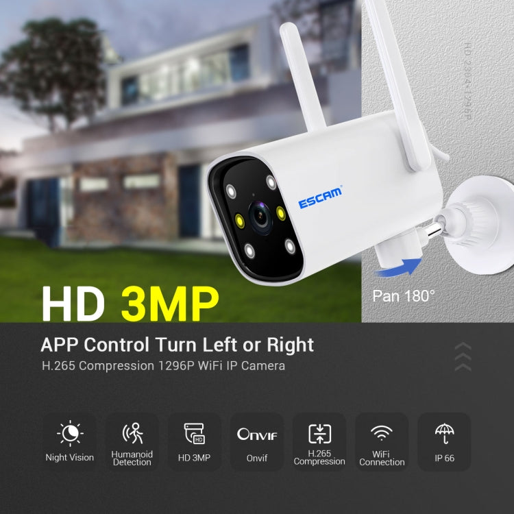 ESCAM PT301 3MP 1296P HD Indoor Wireless PTZ IP Camera IR Night Vision AI Humanoid Detection Home Security CCTV Monitor, US Plug, UK Plug, AU Plug, EU Plug