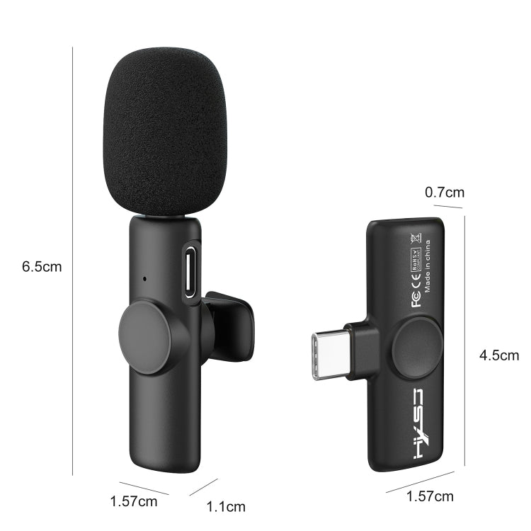 HXSJ F18 2.4G USB-C/Type-C Noise Reduction Lavalier Wireless Microphone, USB-C/Type-C