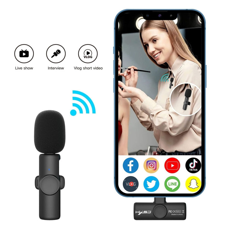 HXSJ F18 2.4G USB-C/Type-C Noise Reduction Lavalier Wireless Microphone, USB-C/Type-C